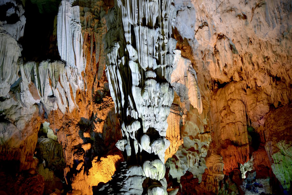 Stunning stalactites and stalagmites inside Thien Cung Cave
